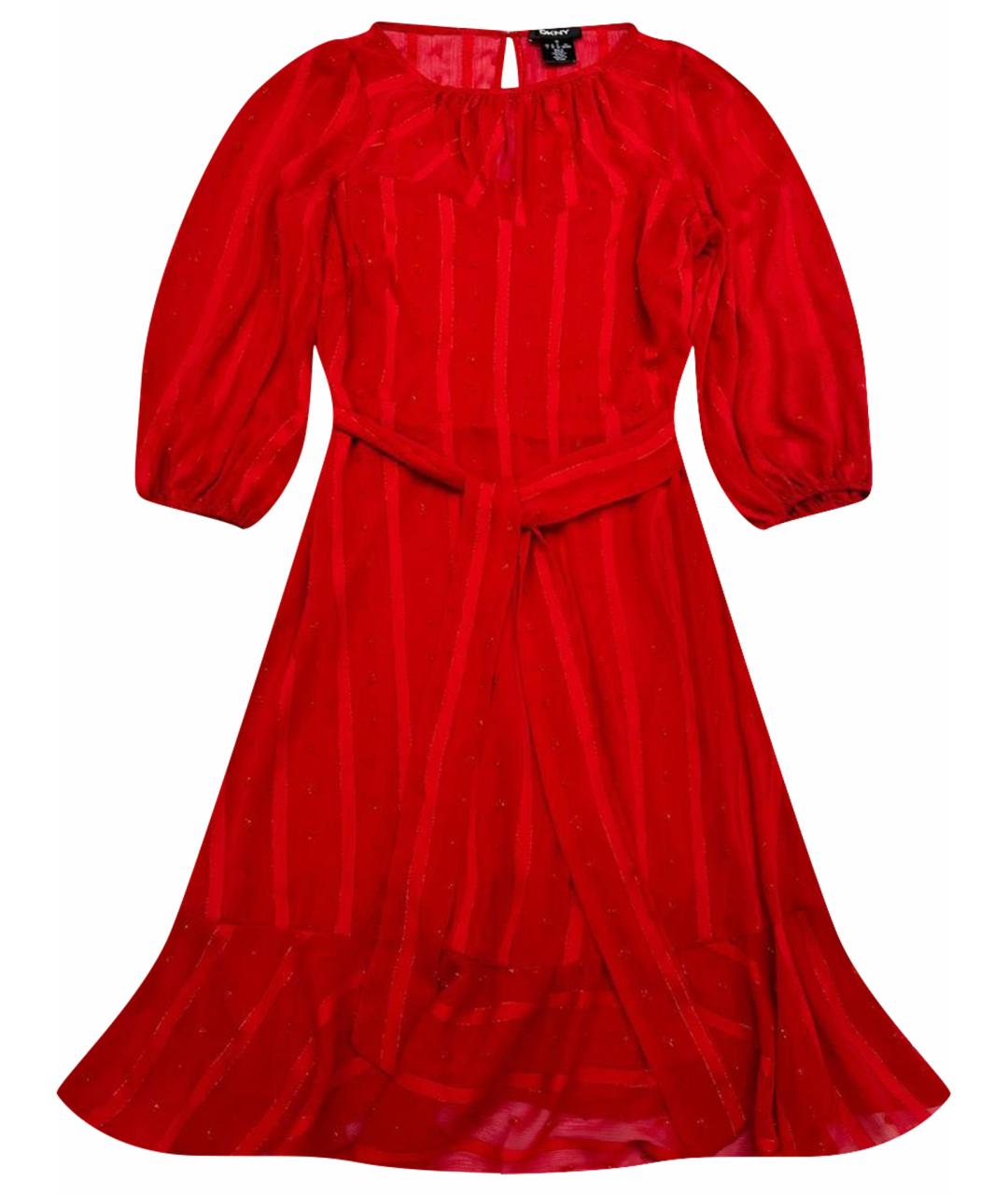 DKNY Красное шифоновое коктейльное платье, фото 1