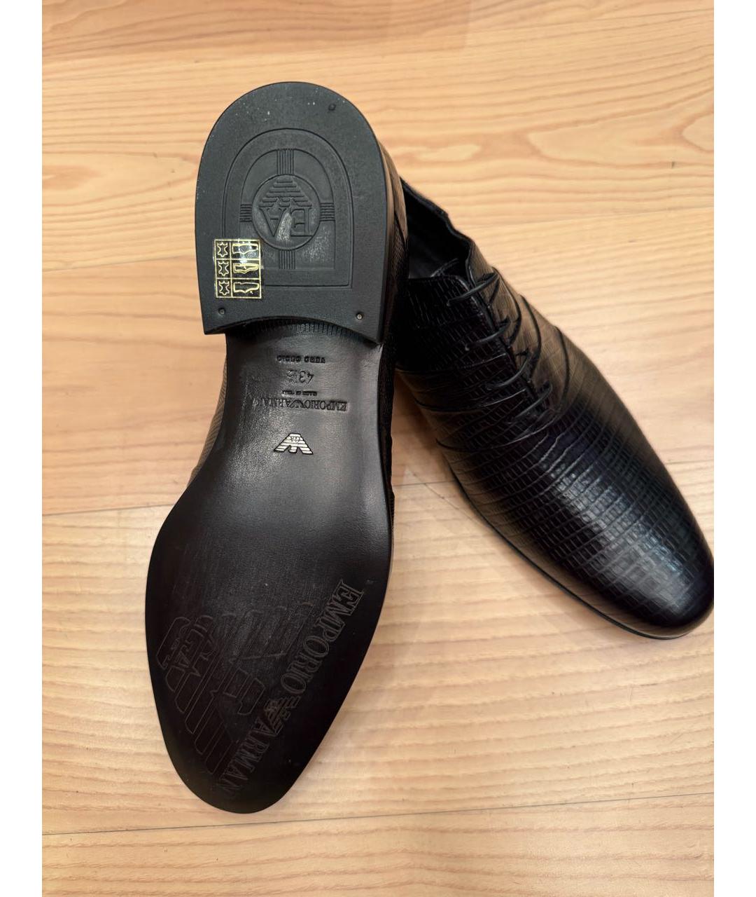 EMPORIO ARMANI Черные кожаные туфли, фото 5