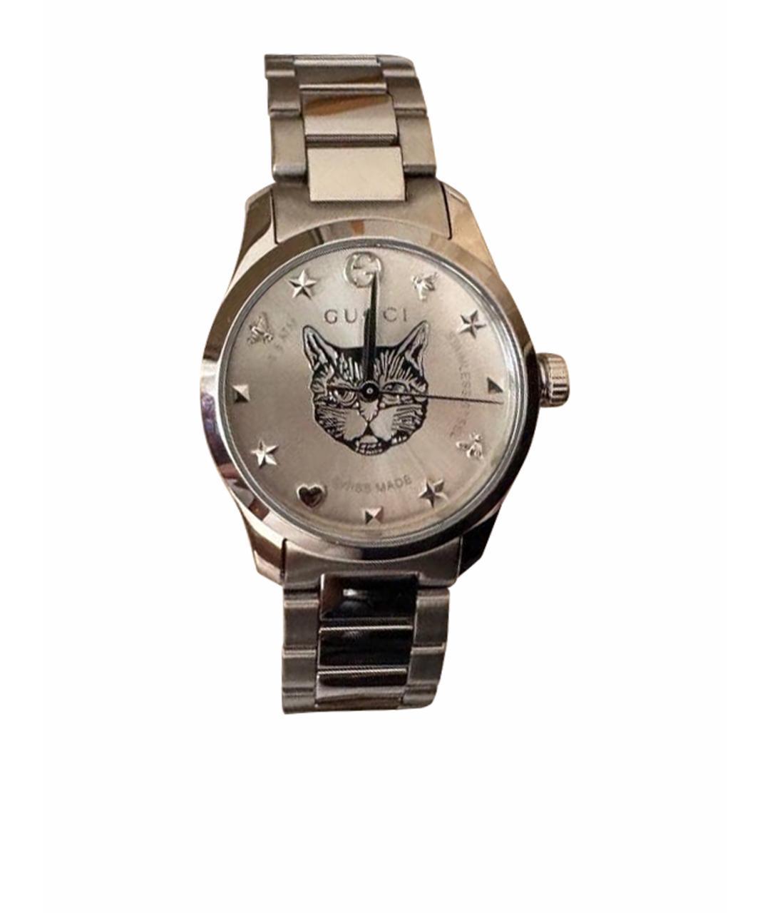 GUCCI Серебряные стеклянные часы, фото 1