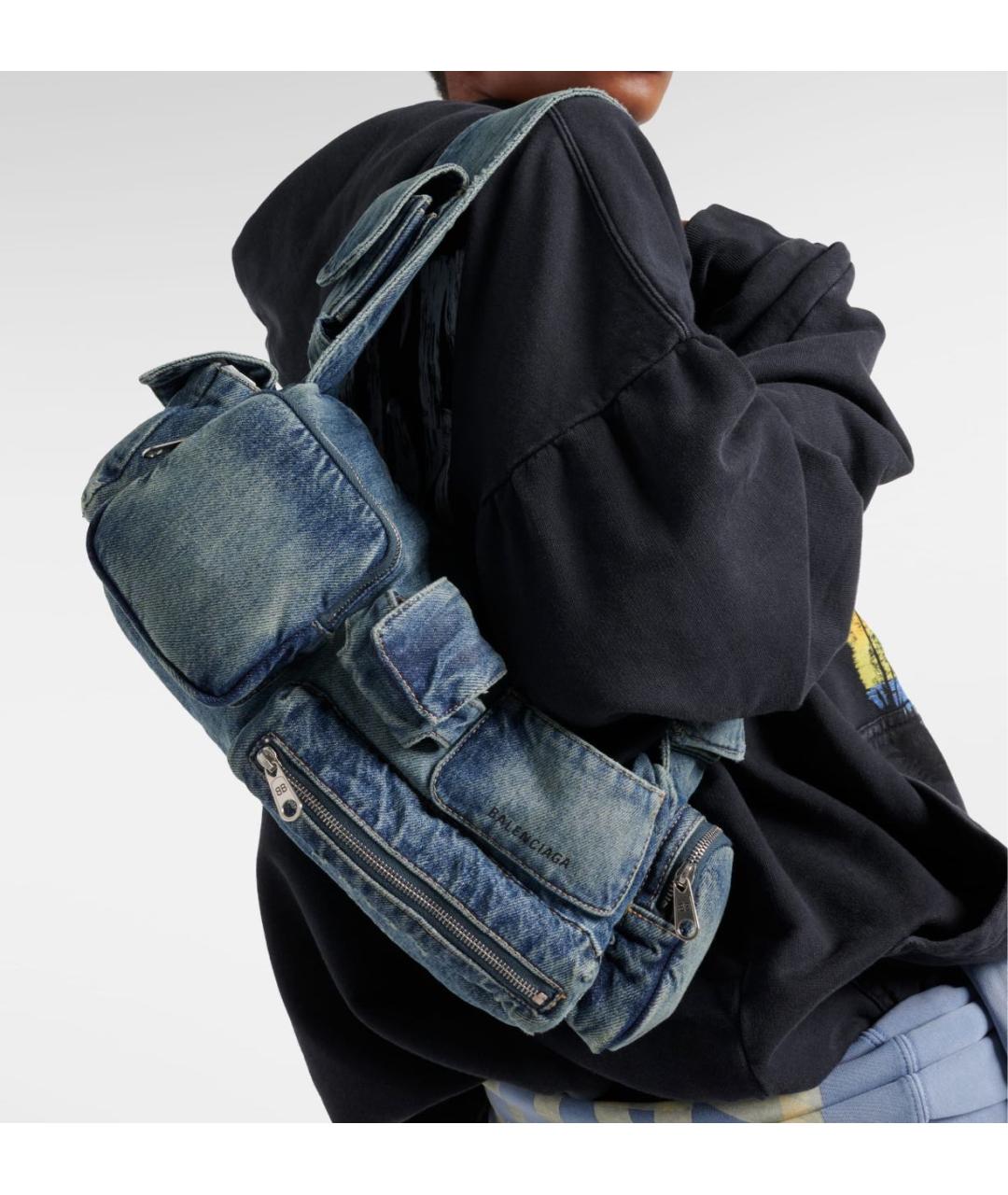 BALENCIAGA Темно-синяя деним сумка через плечо, фото 2