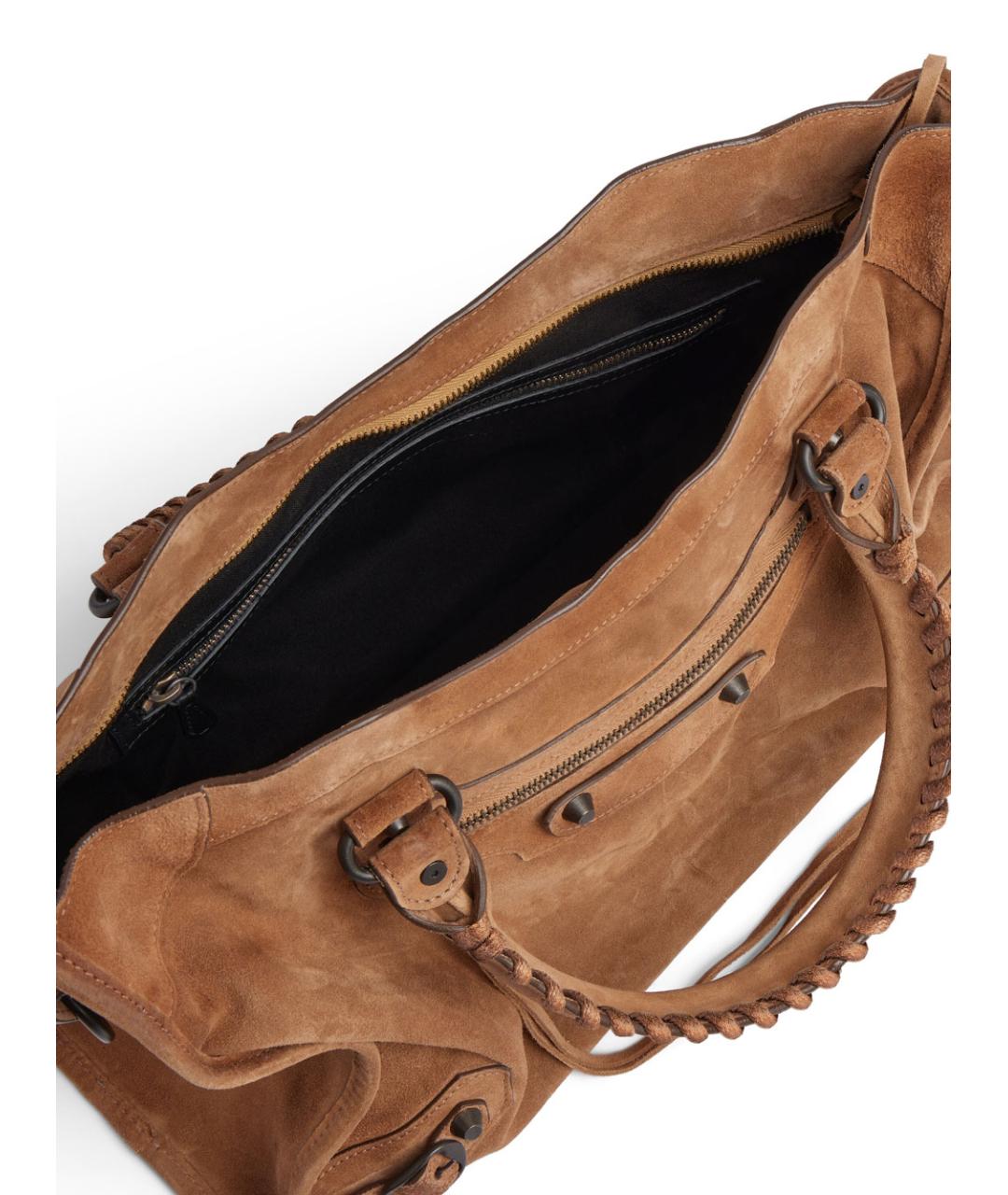 BALENCIAGA Бежевая замшевая сумка тоут, фото 5