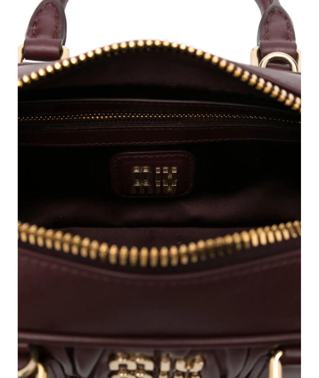 MIU MIU Бордовая кожаная сумка тоут, фото 5