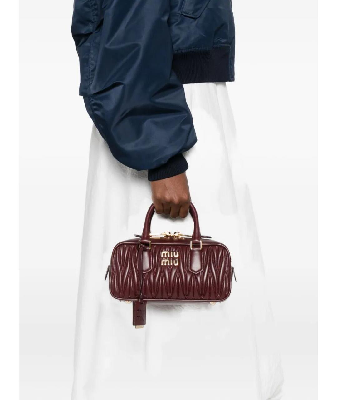 MIU MIU Бордовая кожаная сумка тоут, фото 2