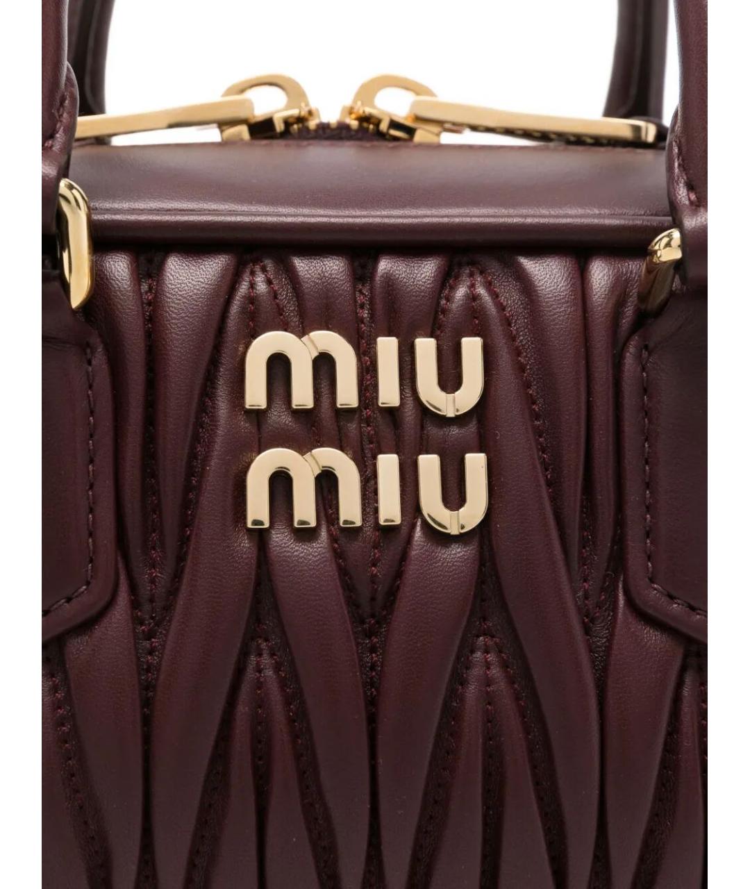 MIU MIU Бордовая кожаная сумка тоут, фото 4