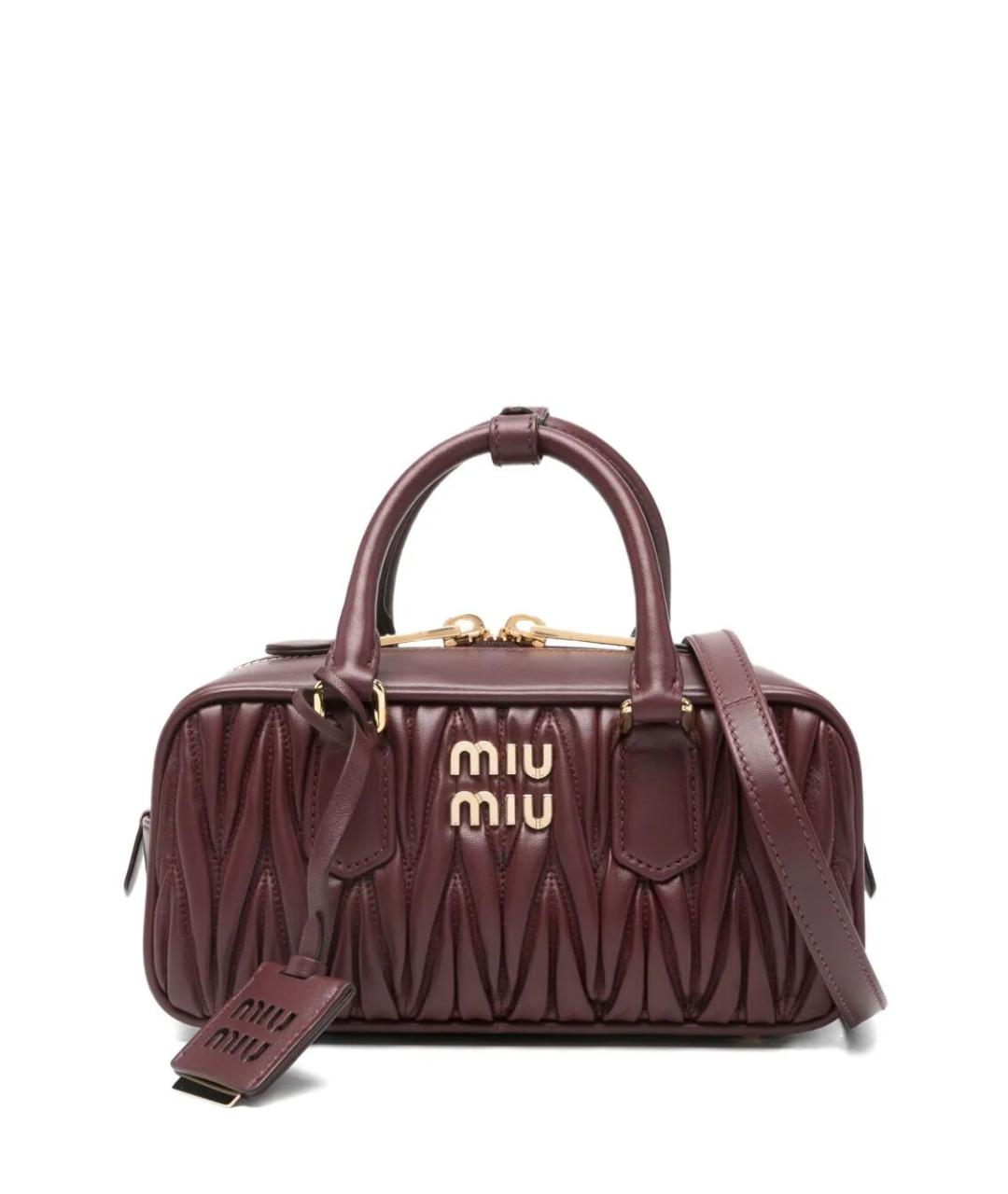 MIU MIU Бордовая кожаная сумка тоут, фото 1