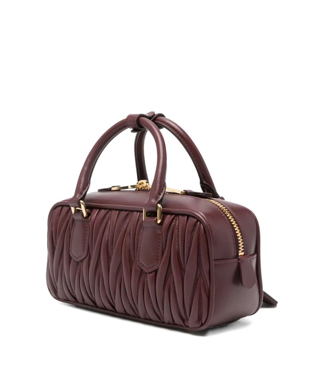 MIU MIU Бордовая кожаная сумка тоут, фото 3