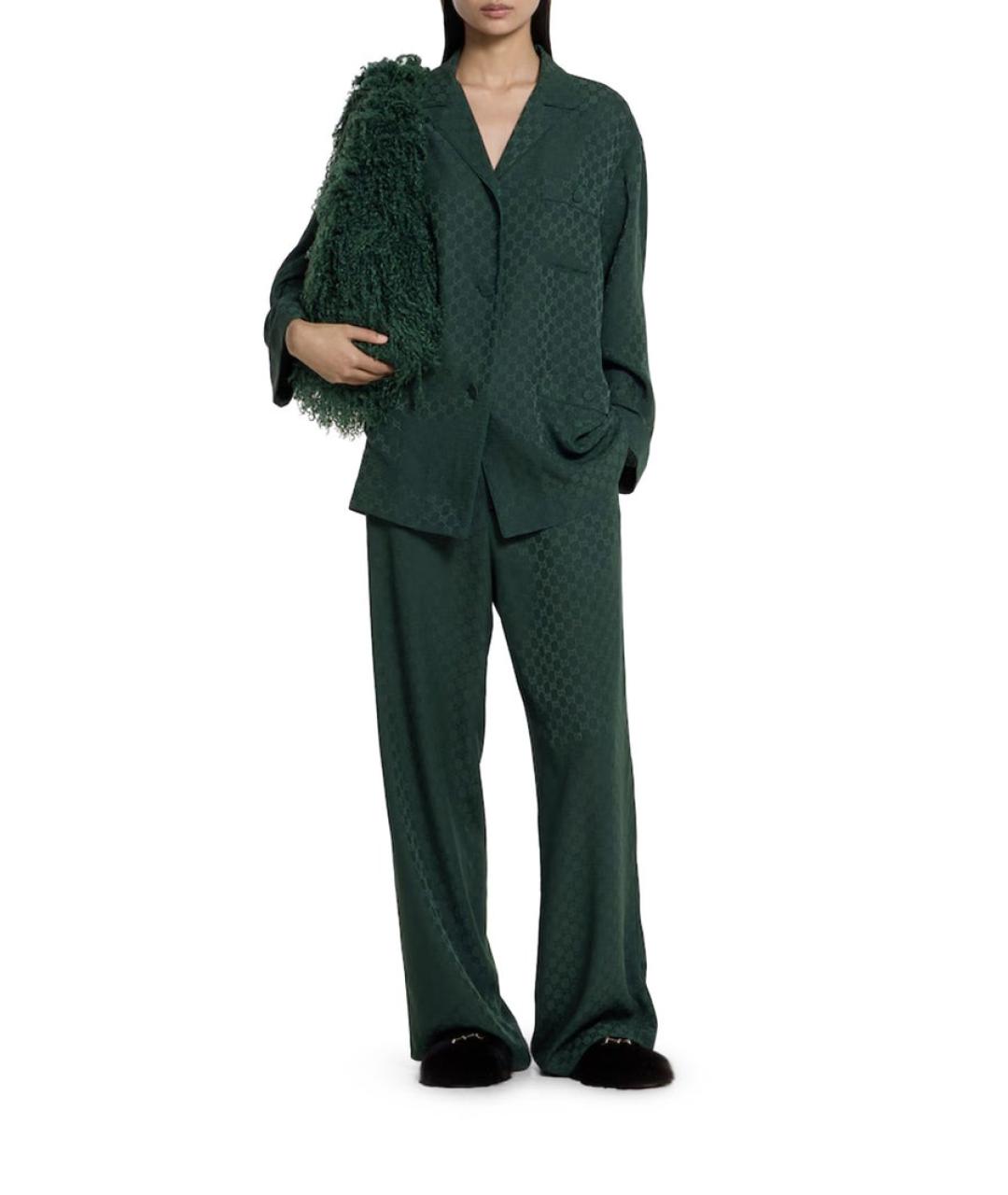 GUCCI Зеленая шелковая блузы, фото 2