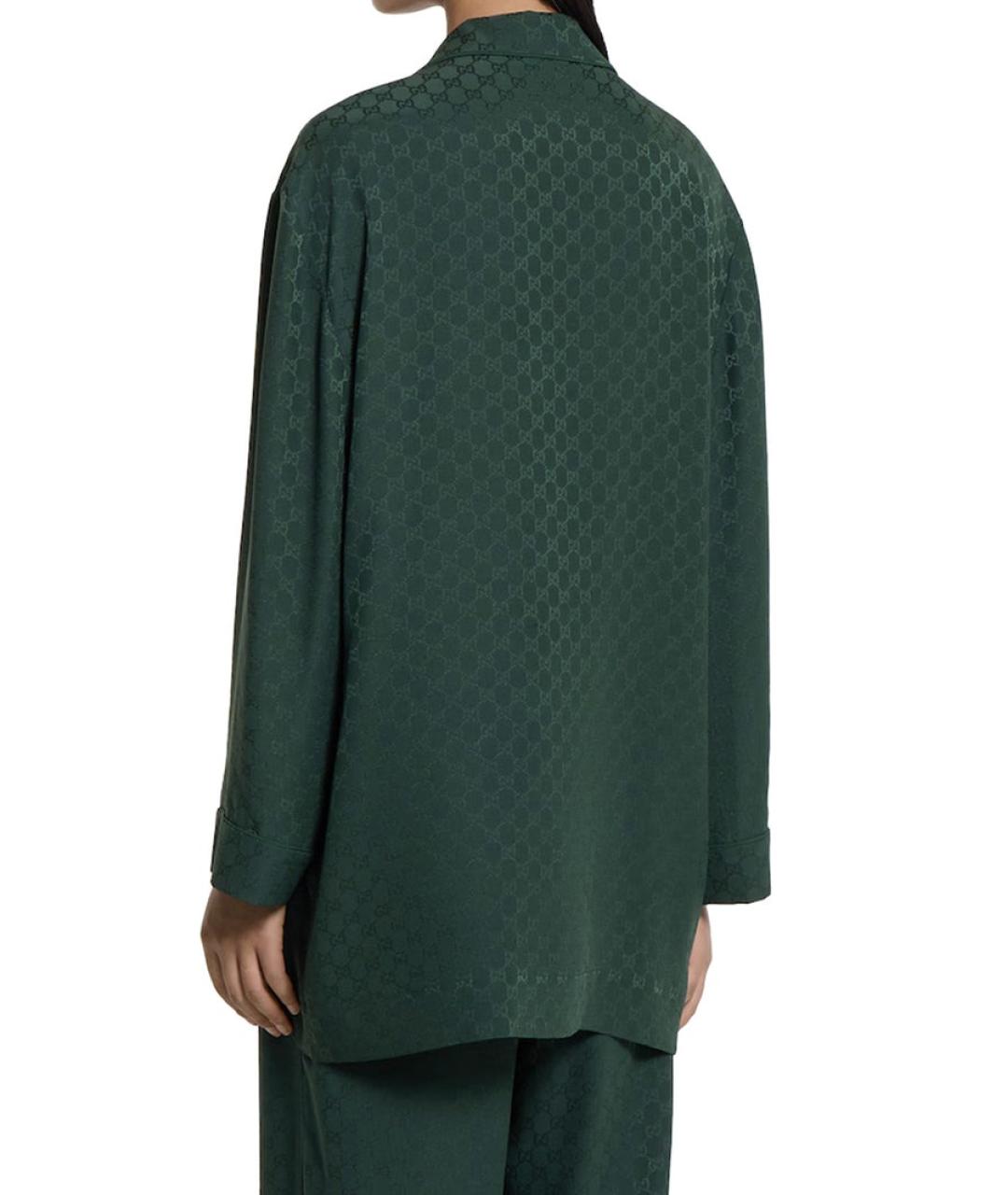 GUCCI Зеленая шелковая блузы, фото 3