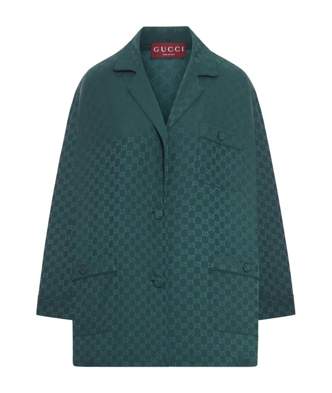 GUCCI Зеленая шелковая блузы, фото 1