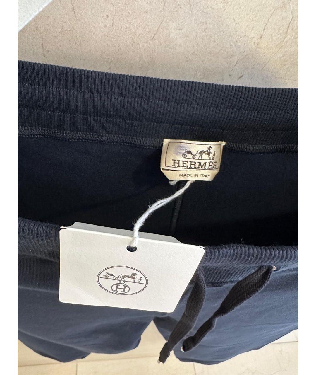 HERMES Темно-синие кашемировые повседневные брюки, фото 7