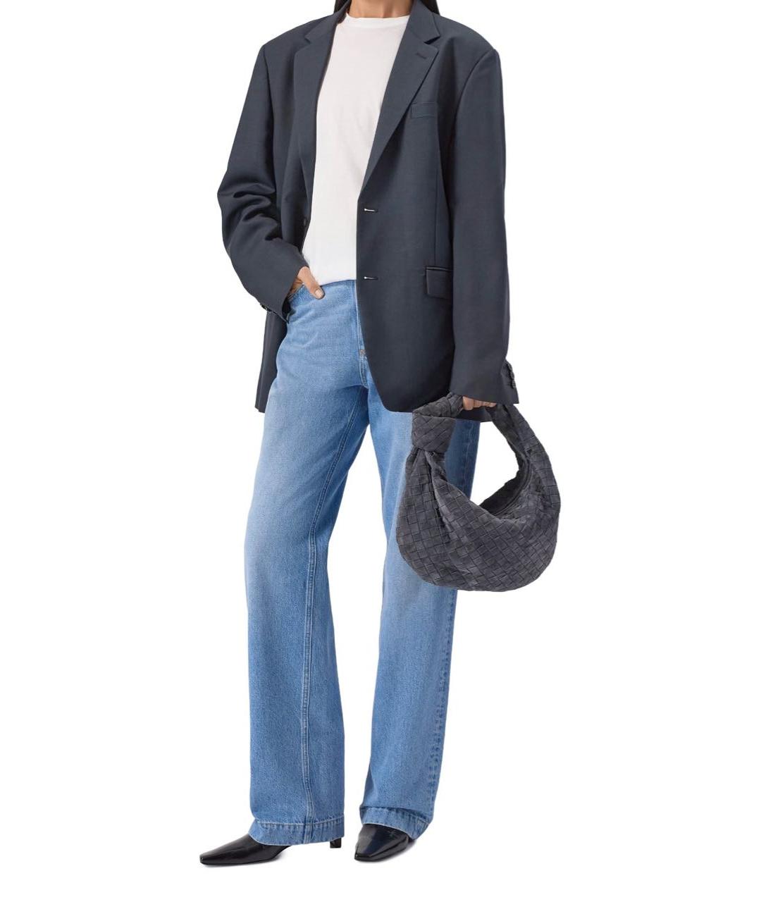 BOTTEGA VENETA Антрацитовая замшевая сумка с короткими ручками, фото 5