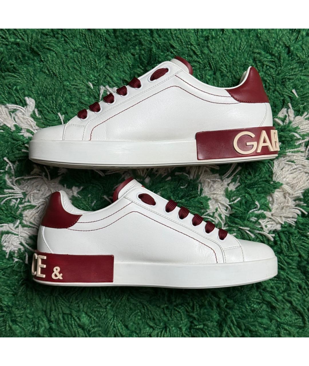 DOLCE&GABBANA Белые кожаные низкие кроссовки / кеды, фото 5