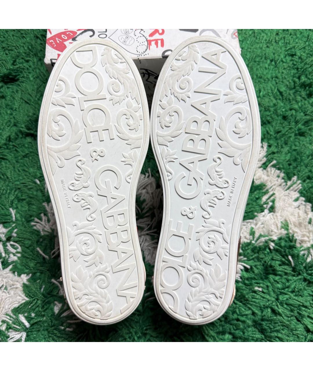 DOLCE&GABBANA Белые кожаные низкие кроссовки / кеды, фото 8