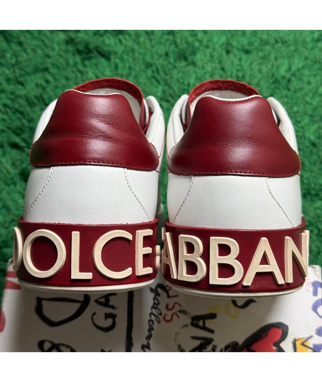 DOLCE&GABBANA Белые кожаные низкие кроссовки / кеды, фото 6