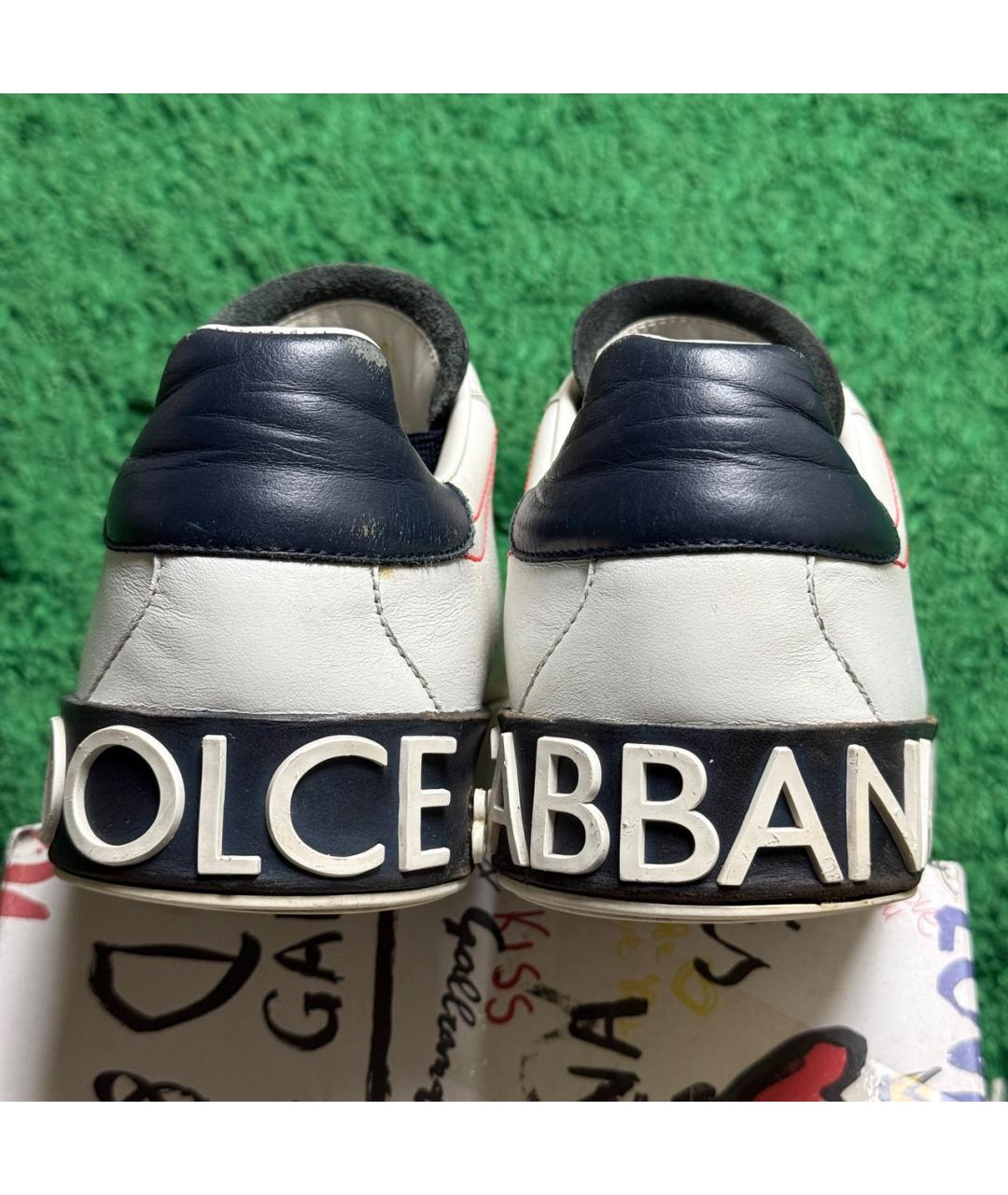 DOLCE&GABBANA Белые кожаные низкие кроссовки / кеды, фото 4