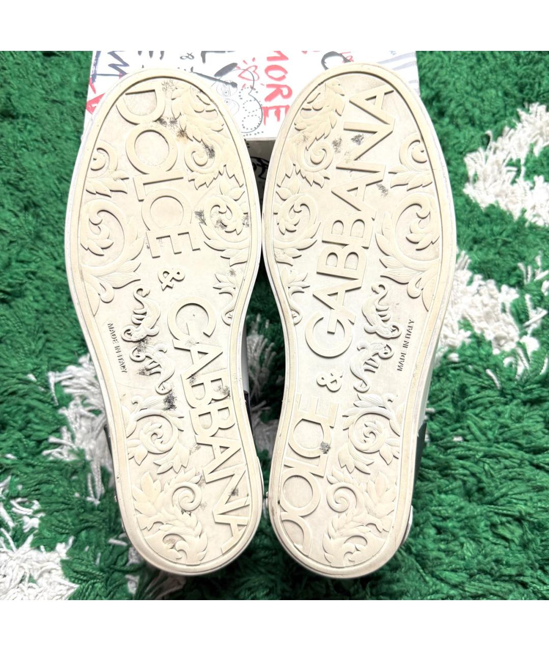 DOLCE&GABBANA Белые кожаные низкие кроссовки / кеды, фото 6