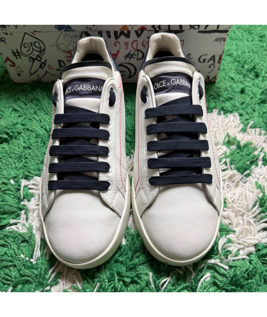 DOLCE&GABBANA Белые кожаные низкие кроссовки / кеды, фото 3