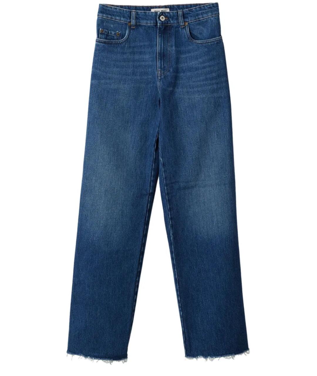 MIU MIU Синие хлопковые прямые джинсы, фото 1