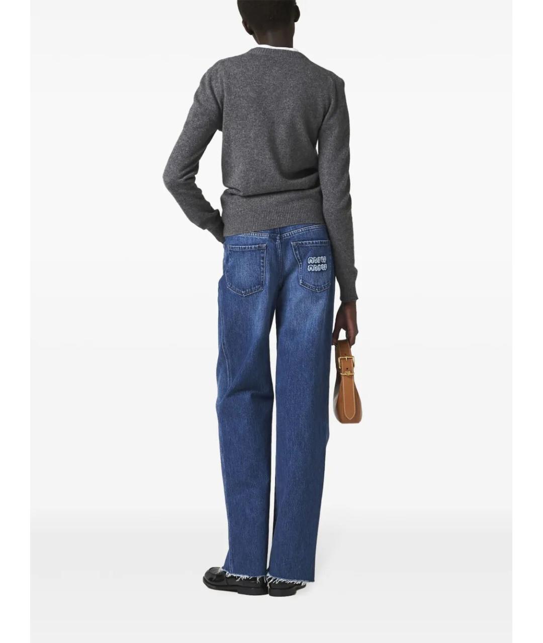 MIU MIU Синие хлопковые прямые джинсы, фото 2