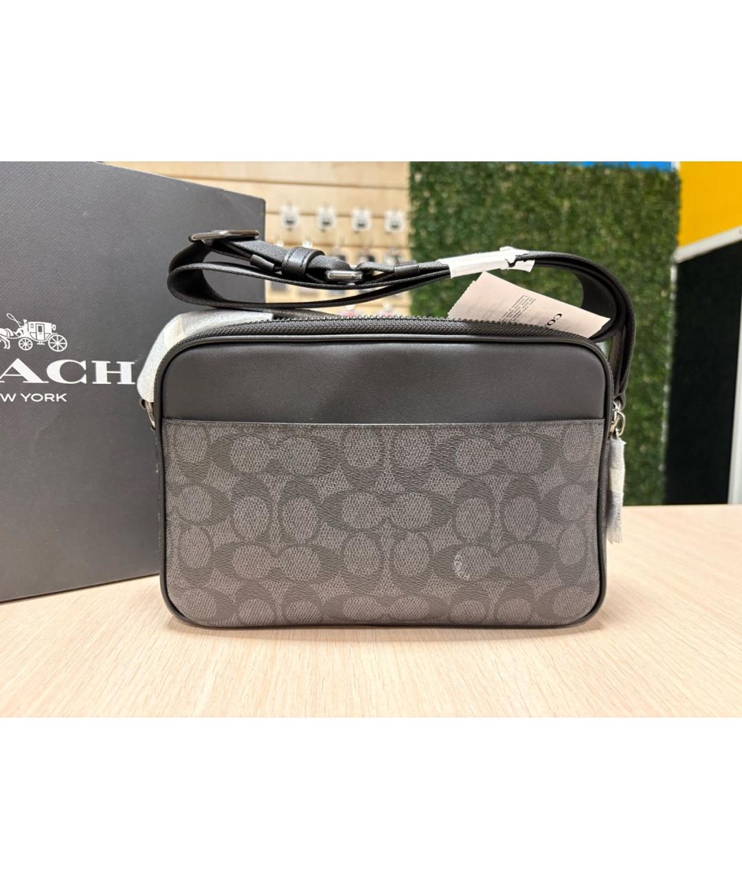 COACH Серая кожаная сумка на плечо, фото 3