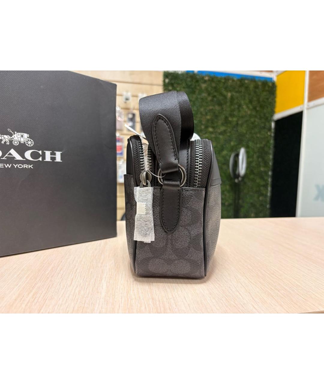 COACH Серая кожаная сумка на плечо, фото 2