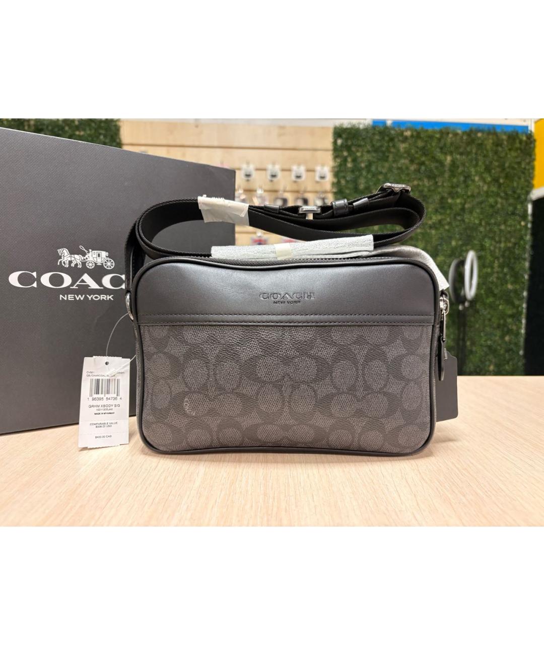 COACH Серая кожаная сумка на плечо, фото 6