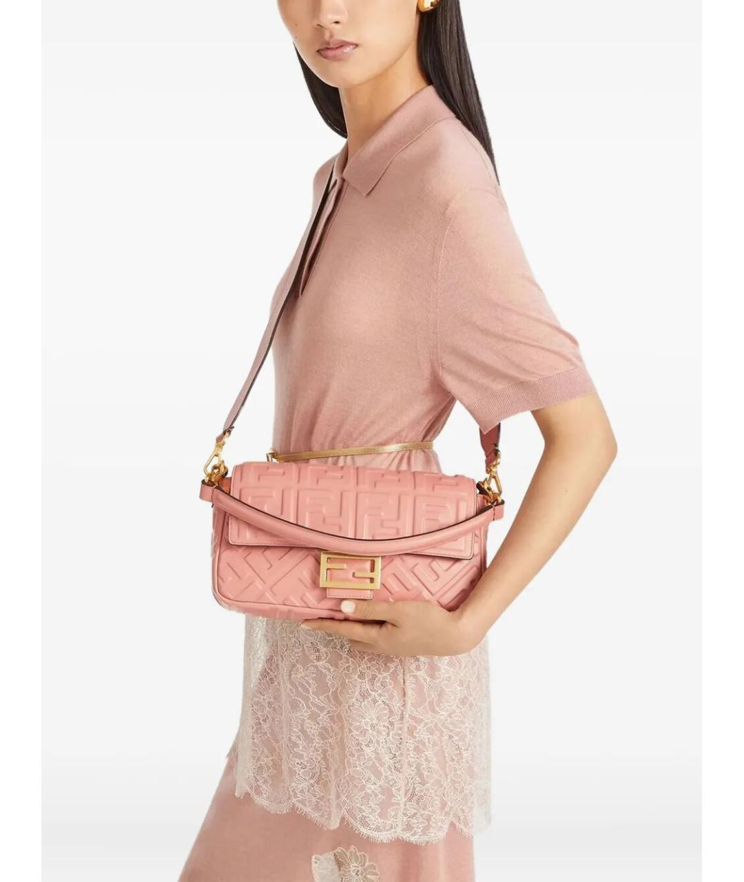 FENDI Розовая кожаная сумка через плечо, фото 2