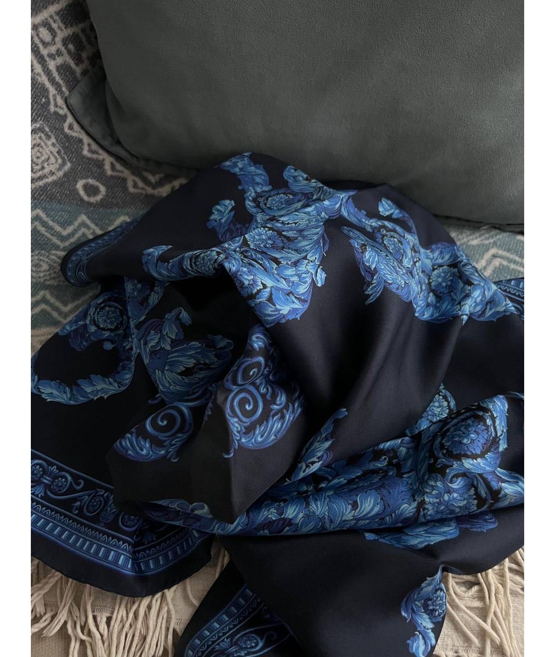 VERSACE Темно-синий шелковый платок, фото 3