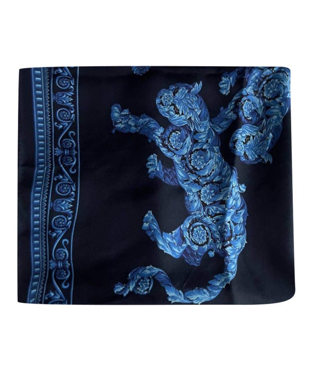 VERSACE Темно-синий шелковый платок, фото 1