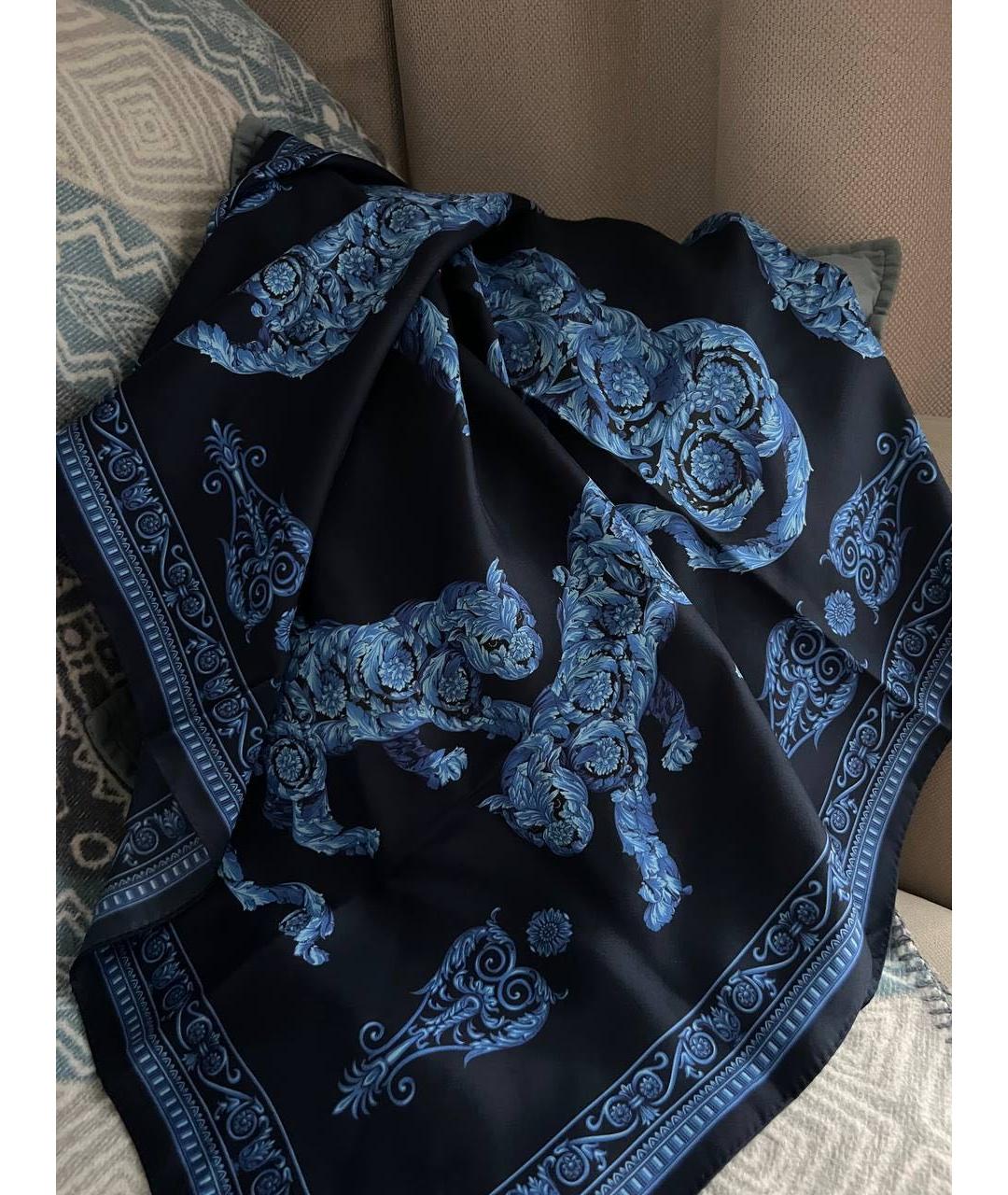 VERSACE Темно-синий шелковый платок, фото 4