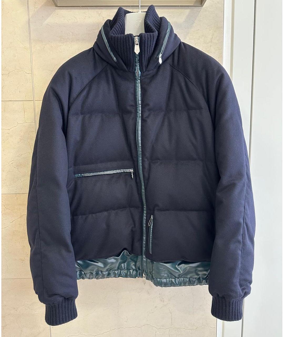 HERMES Темно-синий кашемировый пуховик, фото 9