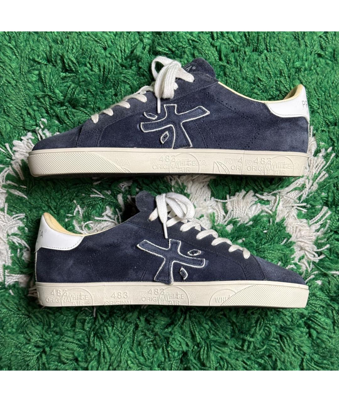 PREMIATA Темно-синие замшевые низкие кроссовки / кеды, фото 5