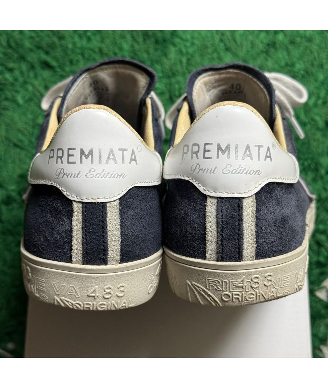 PREMIATA Темно-синие замшевые низкие кроссовки / кеды, фото 6