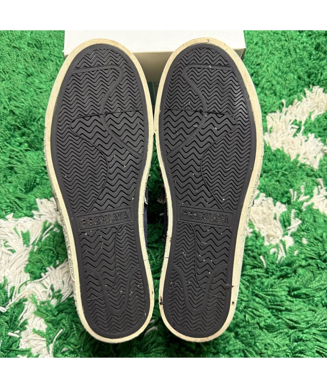 PREMIATA Темно-синие замшевые низкие кроссовки / кеды, фото 8