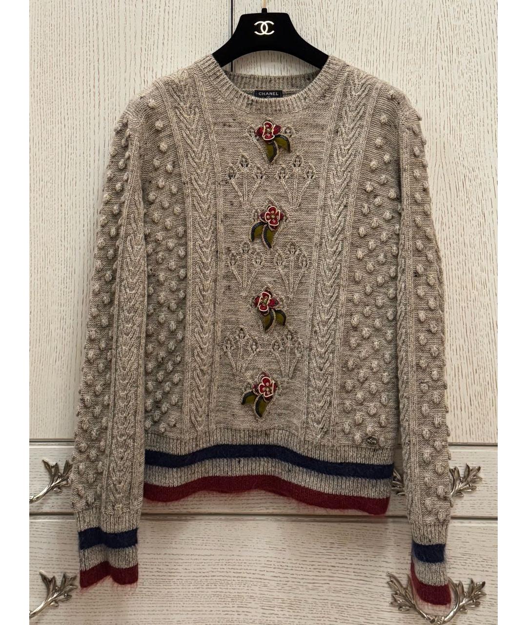 CHANEL Серый шерстяной джемпер / свитер, фото 8