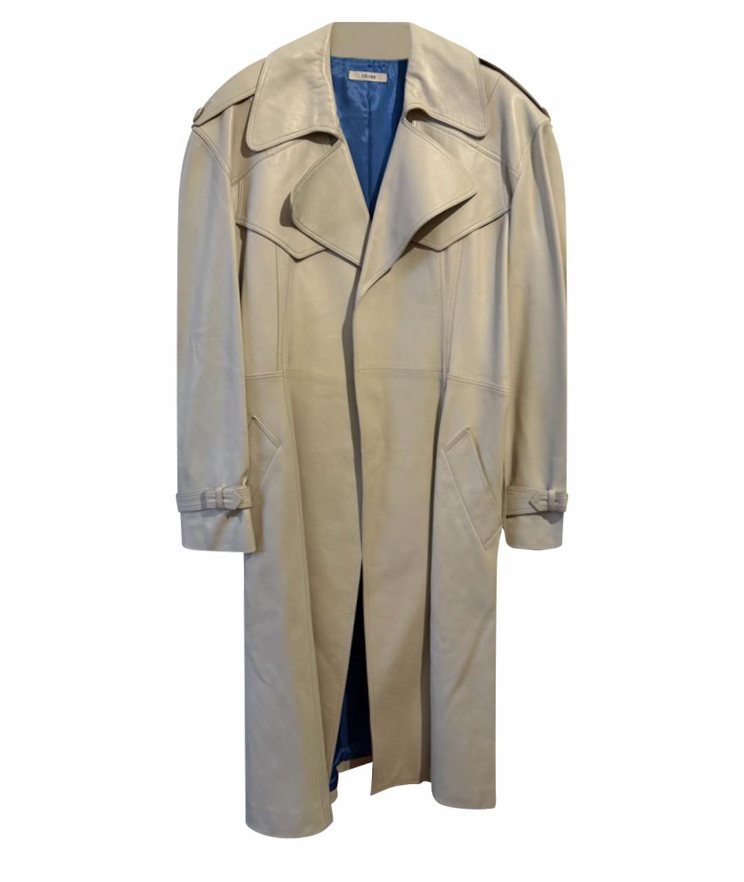 CELINE Белый кожаный тренч/плащ, фото 1