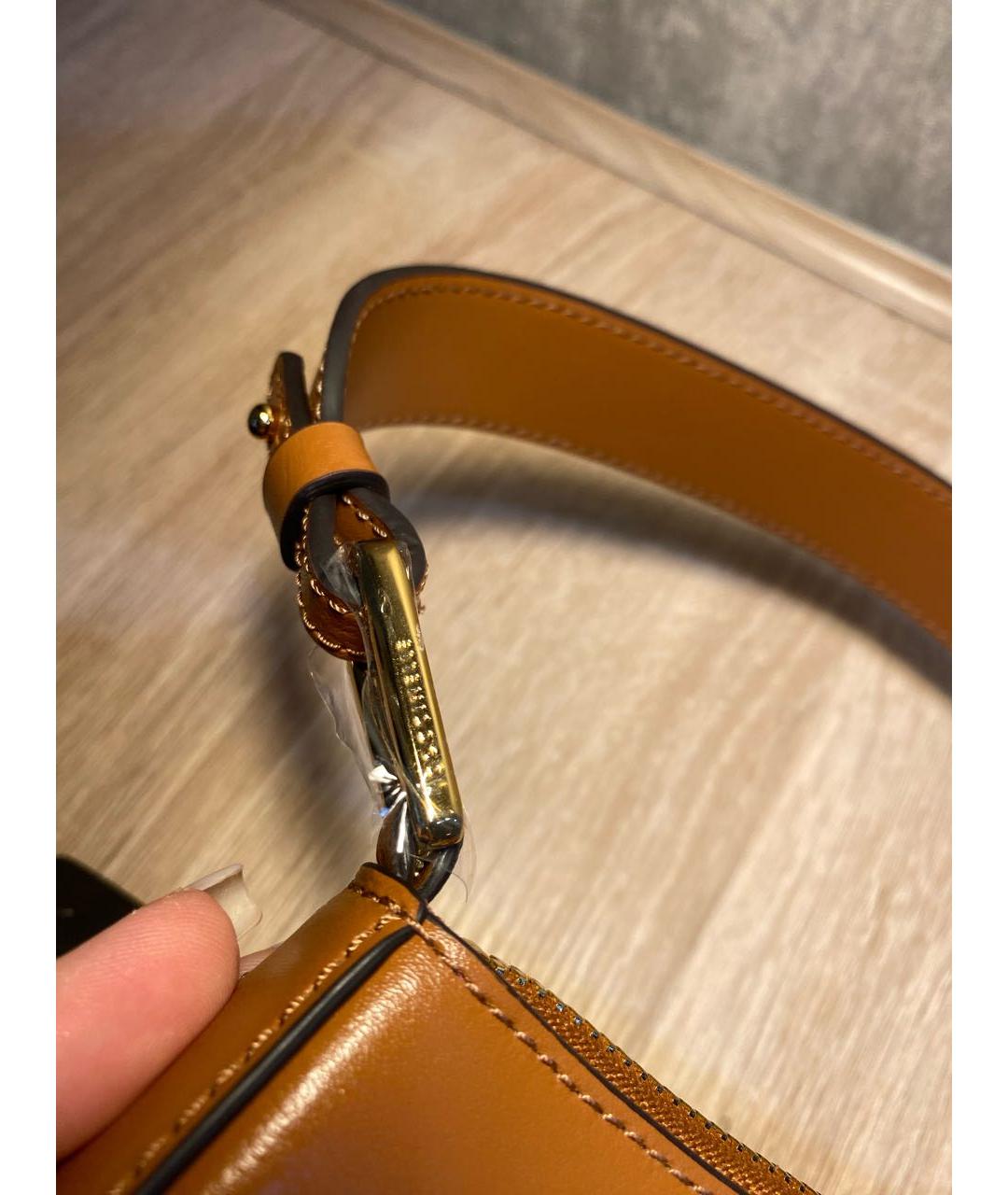COCCINELLE Коричневая кожаная сумка через плечо, фото 5