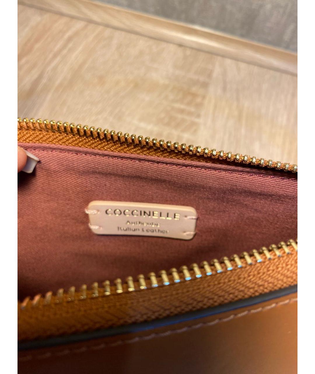 COCCINELLE Коричневая кожаная сумка через плечо, фото 3