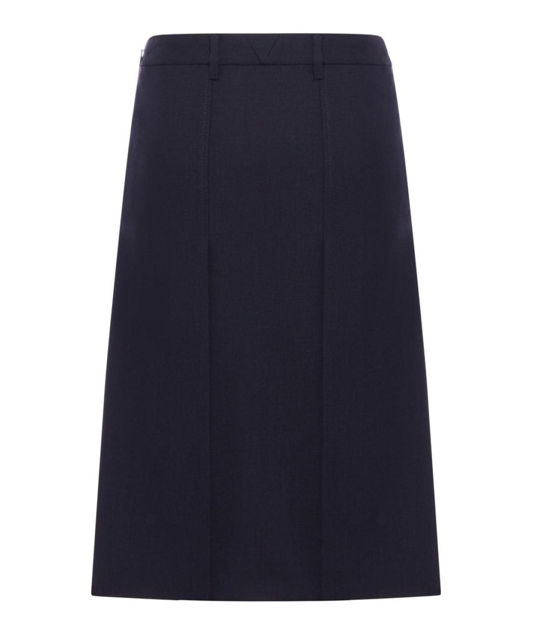 PRADA Темно-синяя шерстяная юбка миди, фото 2