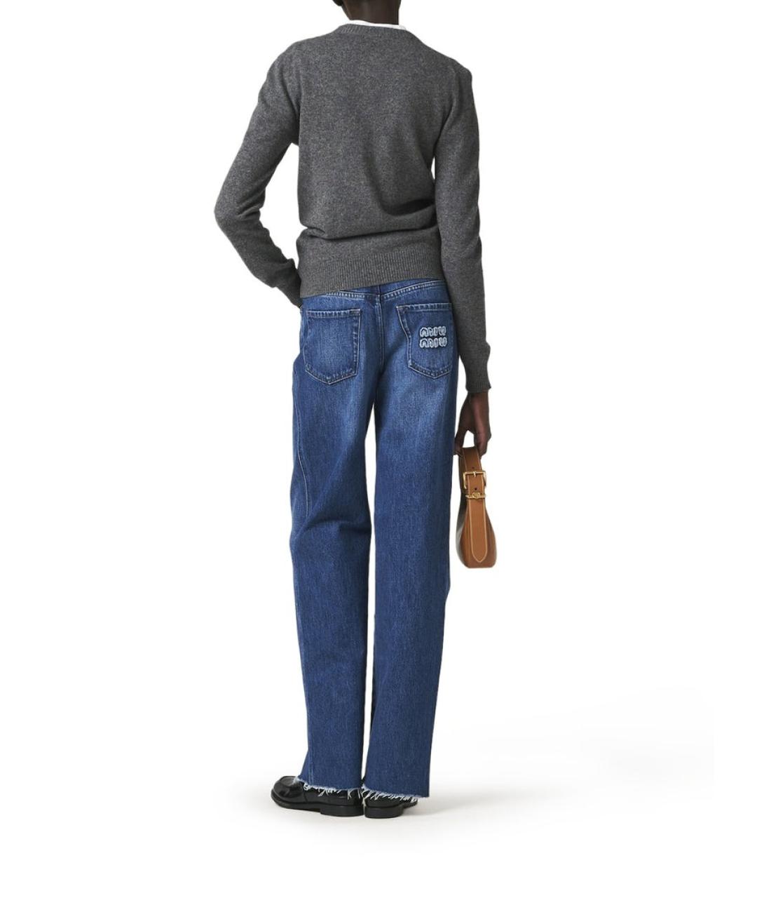 MIU MIU Синие хлопковые прямые джинсы, фото 2