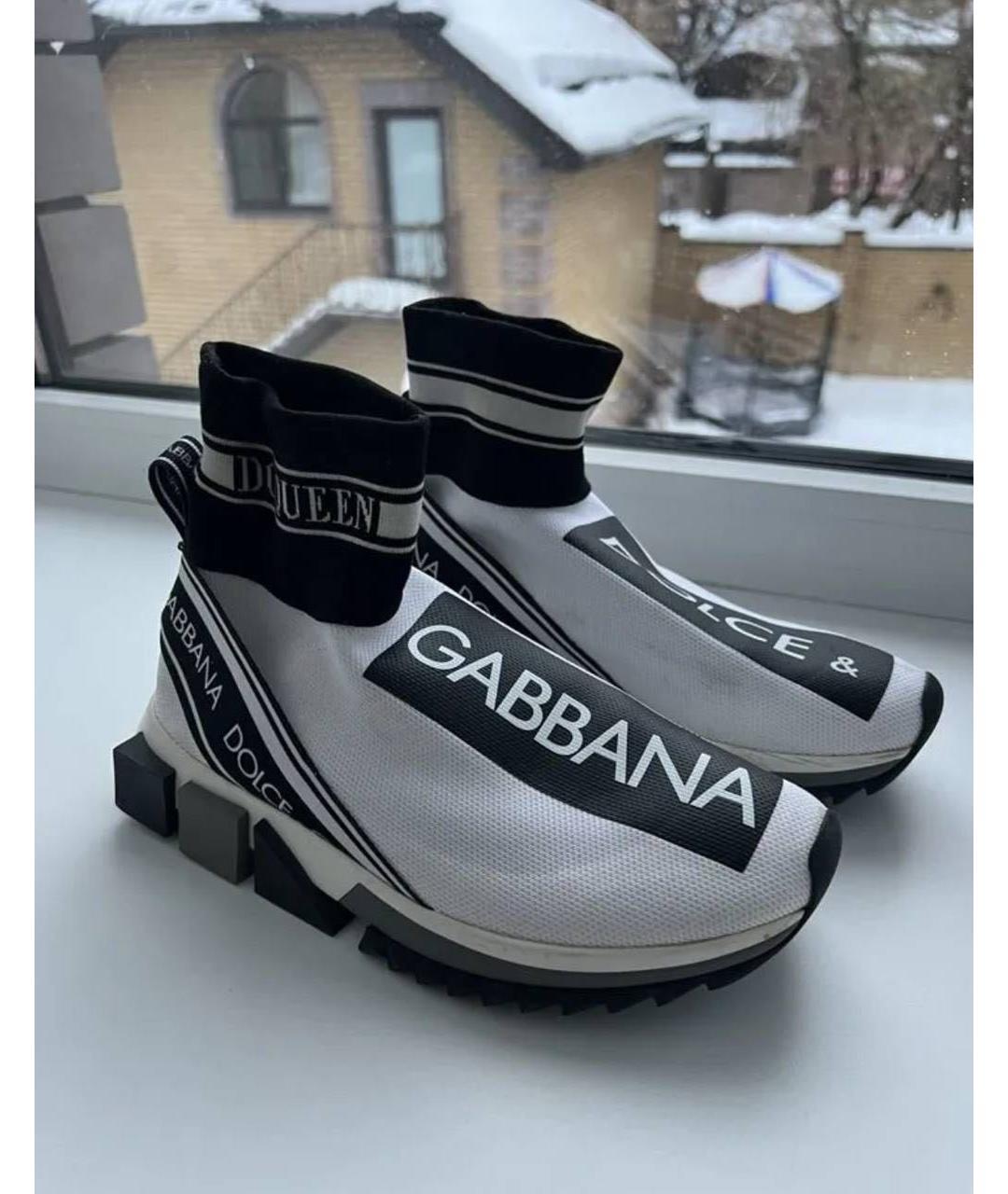 DOLCE&GABBANA Белые текстильные кроссовки, фото 2