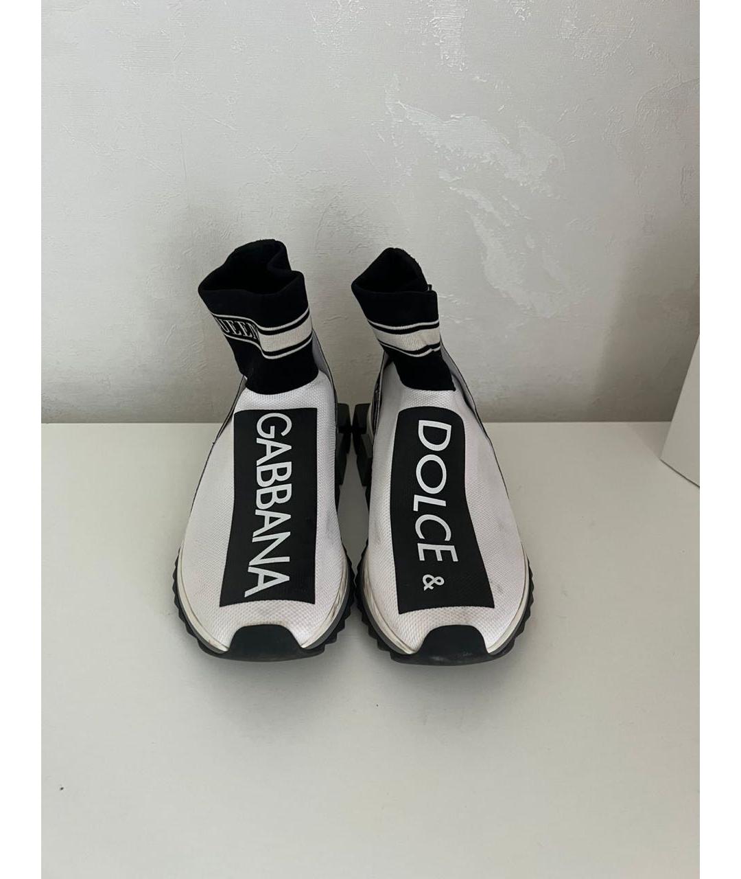 DOLCE&GABBANA Белые текстильные кроссовки, фото 3