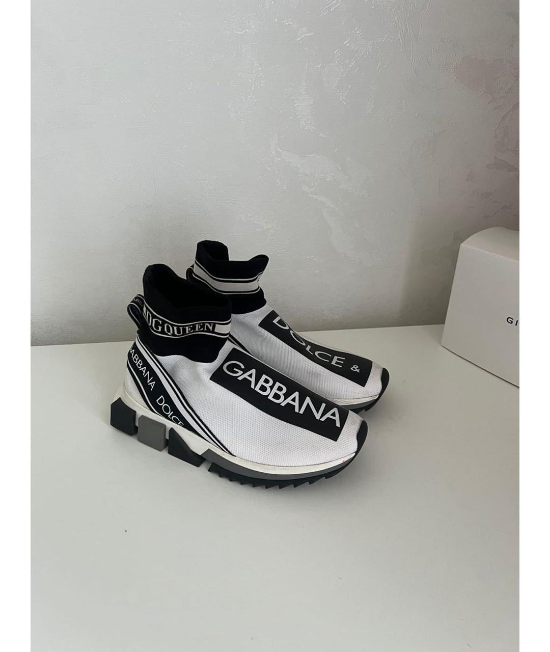 DOLCE&GABBANA Белые текстильные кроссовки, фото 6