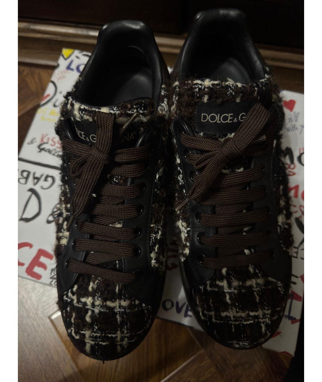 DOLCE&GABBANA Коричневые текстильные кеды, фото 7