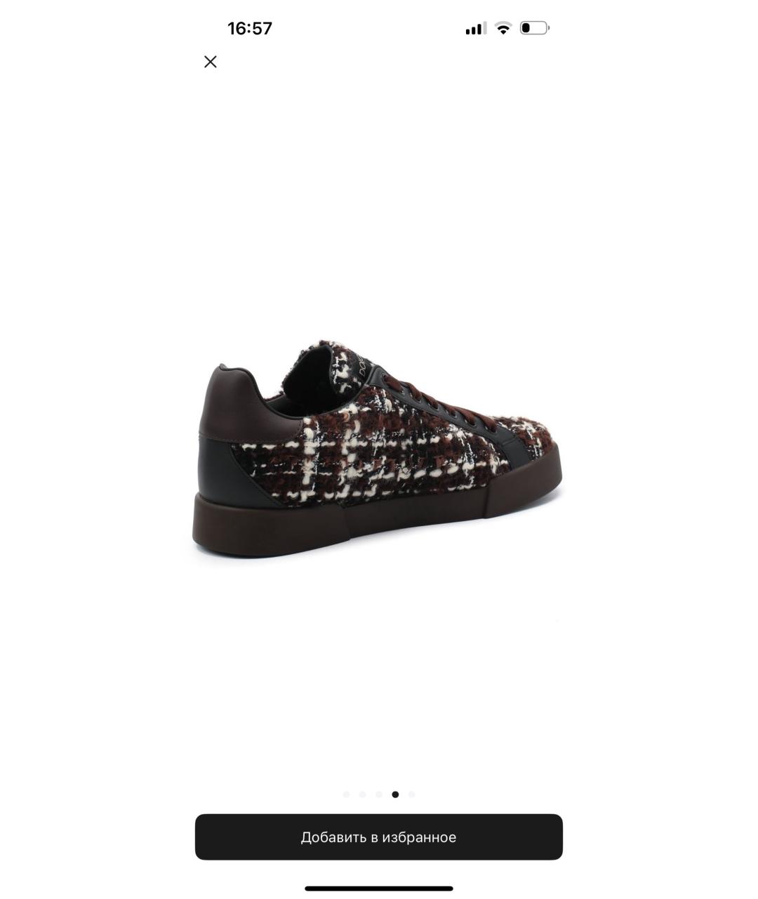 DOLCE&GABBANA Коричневые текстильные кеды, фото 2