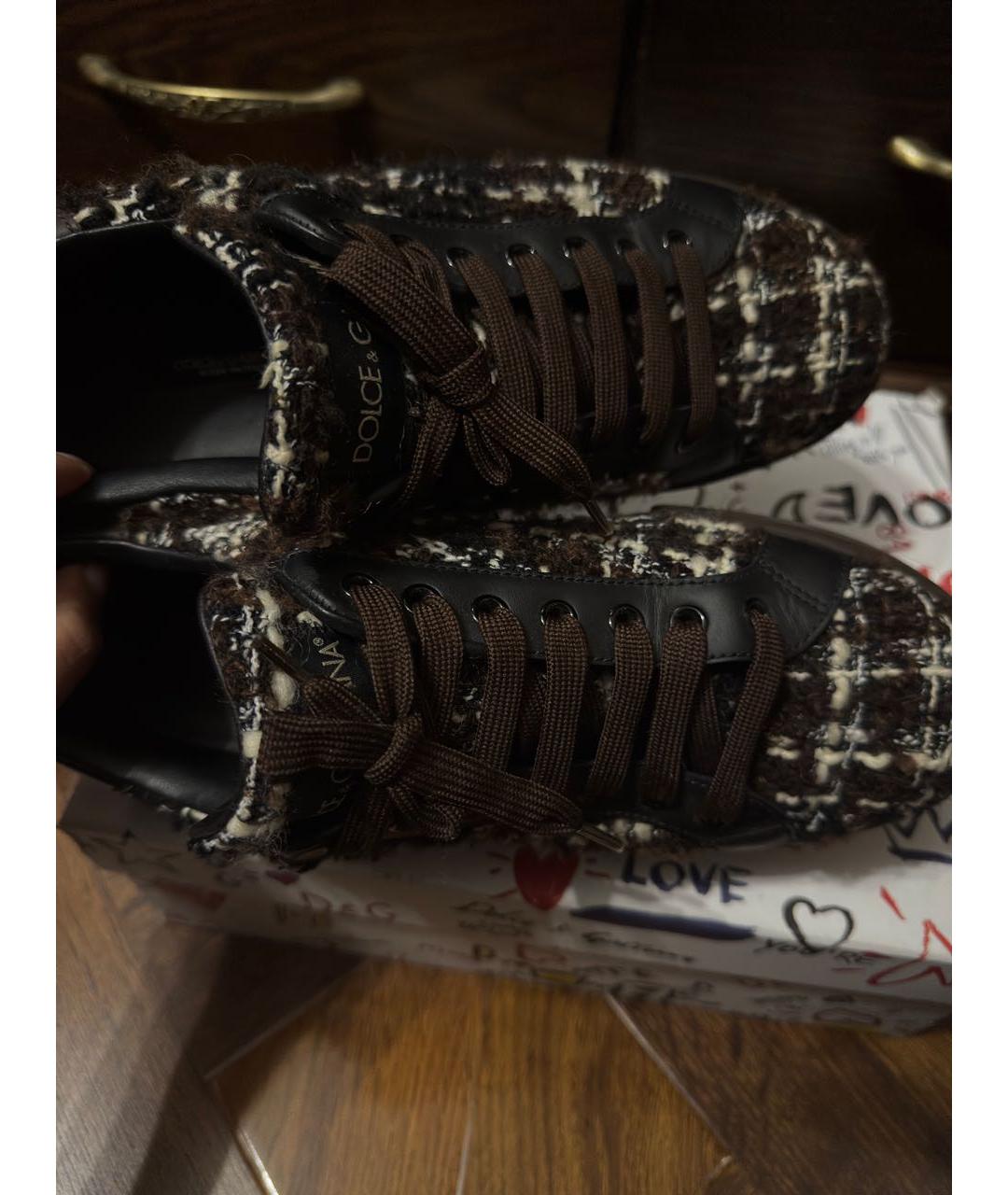 DOLCE&GABBANA Коричневые текстильные кеды, фото 8