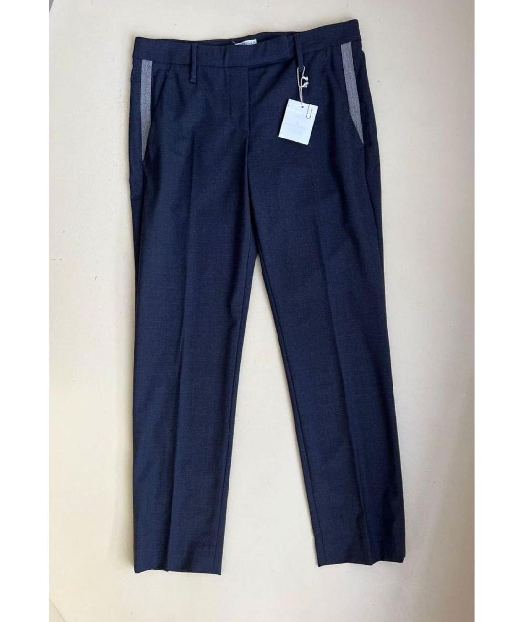 BRUNELLO CUCINELLI Серые шерстяные прямые брюки, фото 7