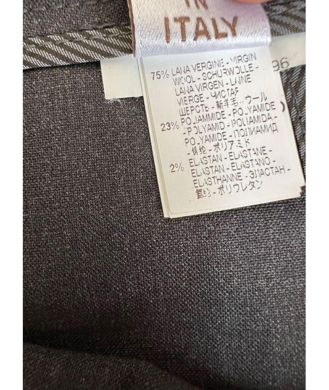 BRUNELLO CUCINELLI Серые шерстяные прямые брюки, фото 3