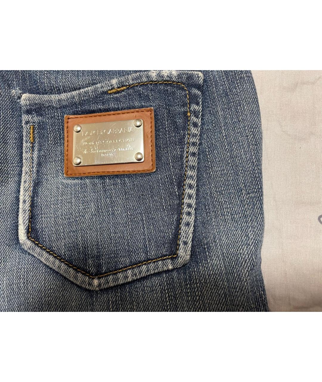 DOLCE&GABBANA Синие хлопковые прямые джинсы, фото 2