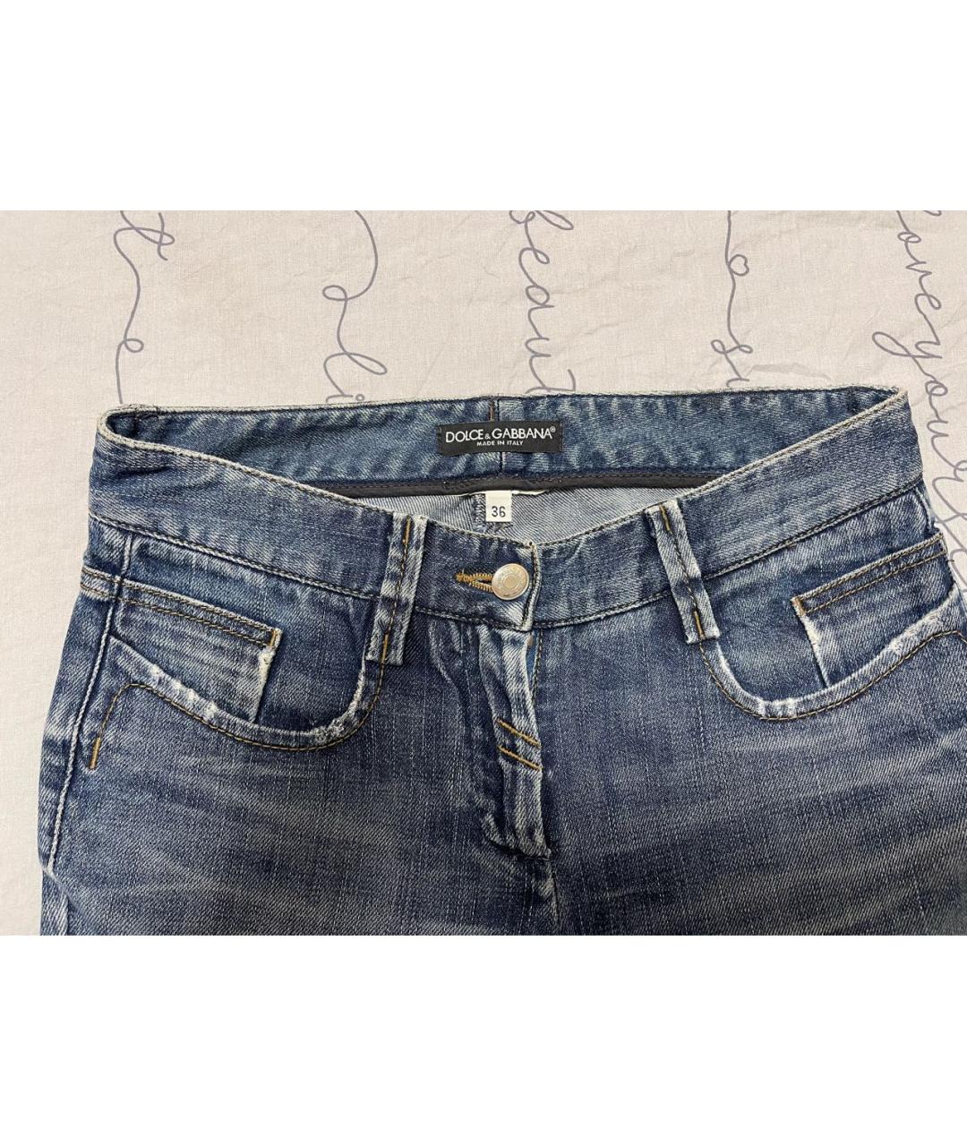 DOLCE&GABBANA Синие хлопковые прямые джинсы, фото 4